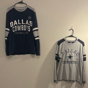 TWO Dallas Cowboys Spirt Jersey Long Sleeve Tees, Both Large
